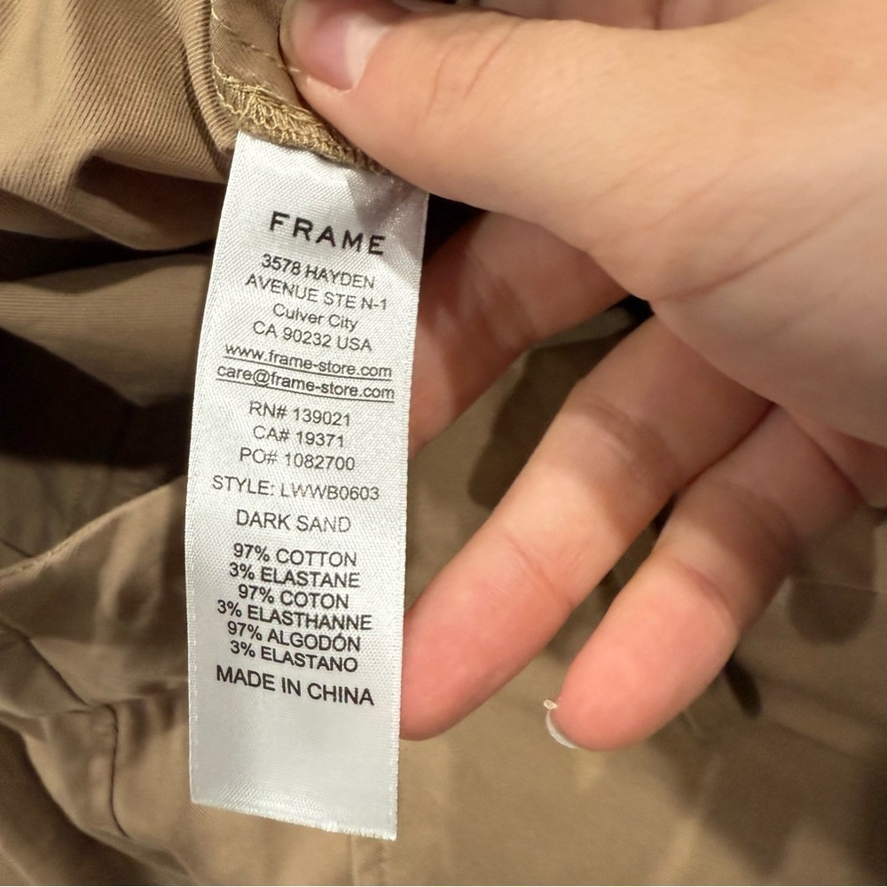 Frame Pants Cinched Trouser Front Tie in Dark Sand - Picture 5 of 7
